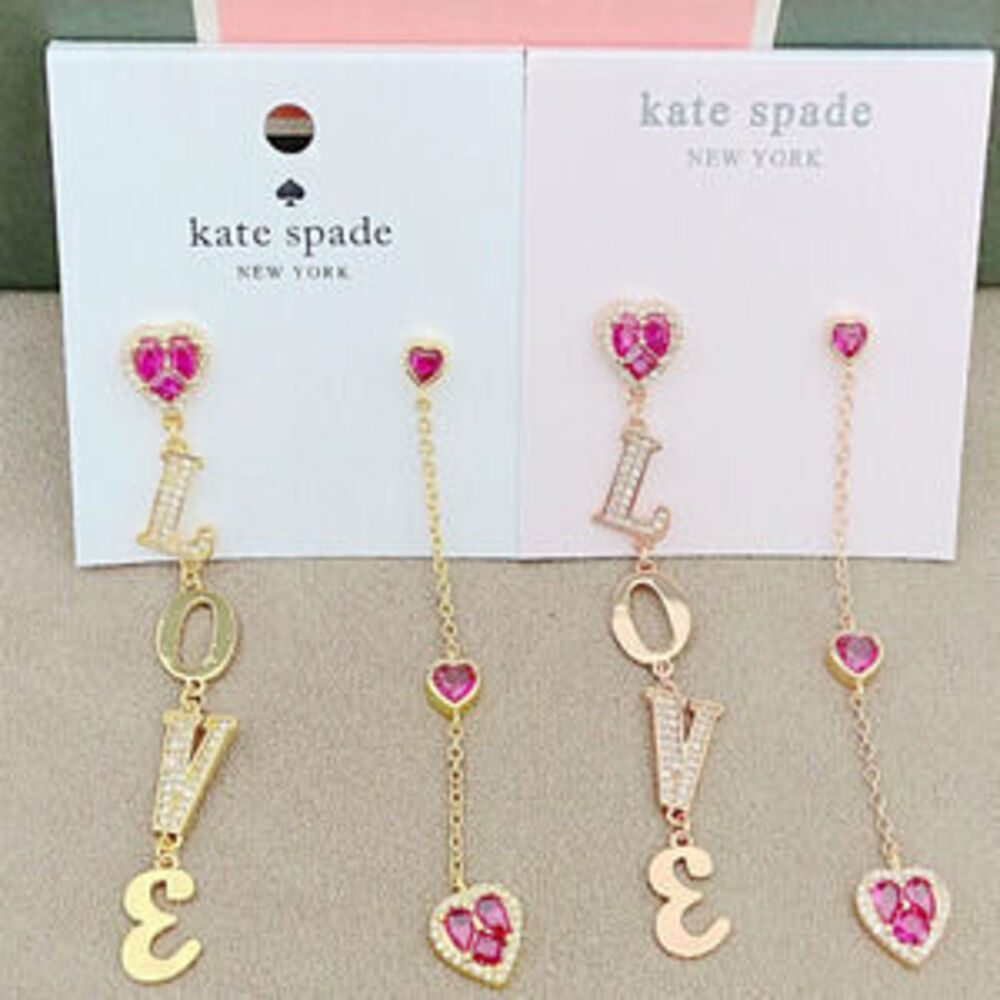 kate spade Red Heart Asymmetric Zircon Earrings